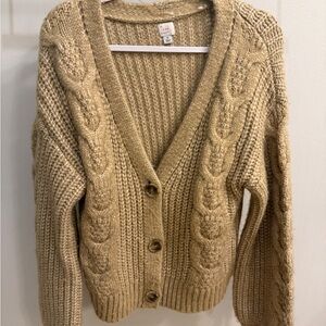a new day Cable Knit Cardigan Sweater - Yellow Tan